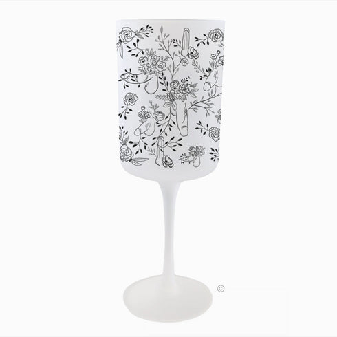 Floral Willy Wine Glass